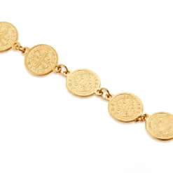 Mediterranean | 14K pozłacana bransoletka łańcuszkowa z monetami 7mm