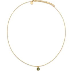 Mediterranean | 14K pozłacany naszyjnik z zawieszką pavé z zielonych cyrkonii