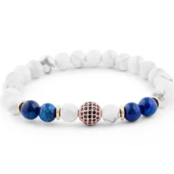 8 mm bransoletka z białym turkusem i lapis lazuli
