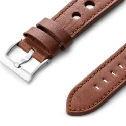 22mm brązowy pasek do zegarka ze skóry licowej w stylu racing