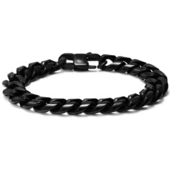 12 mm czarna stalowa bransoletka łańcuszkowa