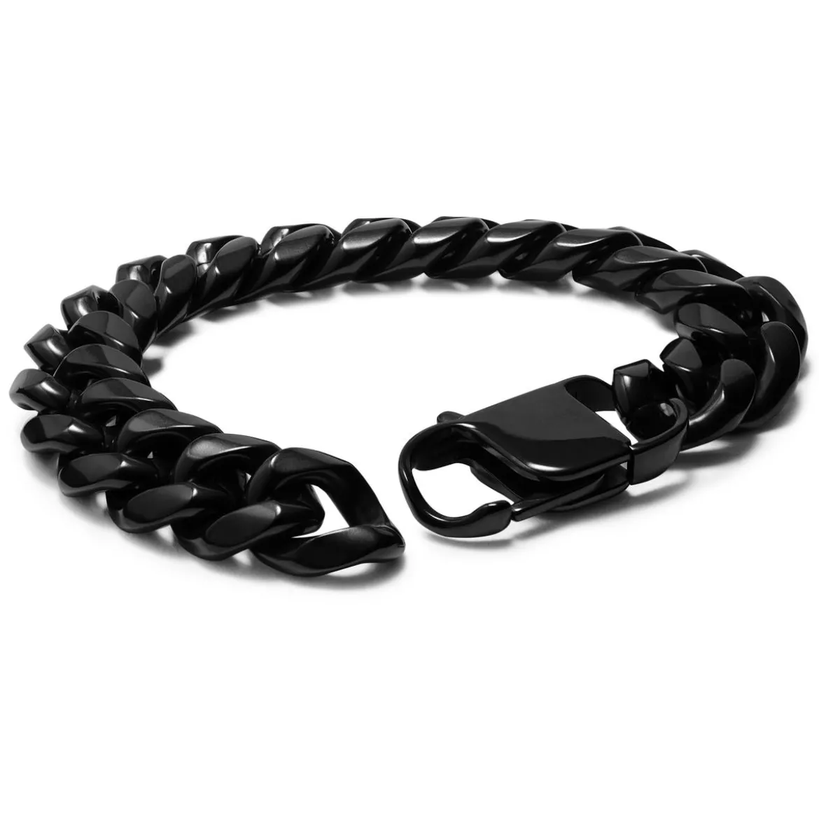 14 mm czarna stalowa bransoletka łańcuszkowa