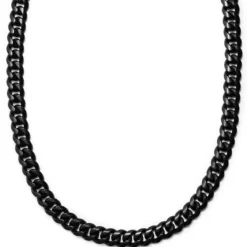 14 mm czarny stalowy naszyjnik łańcuszkowy