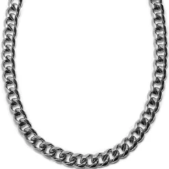 18 mm srebrzysty stalowy naszyjnik łańcuszkowy