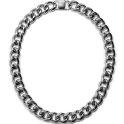 18 mm srebrzysty stalowy naszyjnik łańcuszkowy