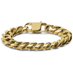 14 mm złocista stalowa bransoletka łańcuszkowa