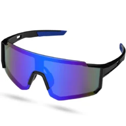Momentum | Czarno-niebieskie sportowe okulary przeciwsłoneczne wraparound