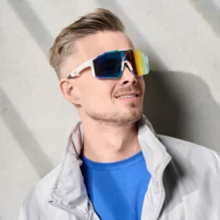 Momentum | Czerwono-białe sportowe okulary przeciwsłoneczne wraparound