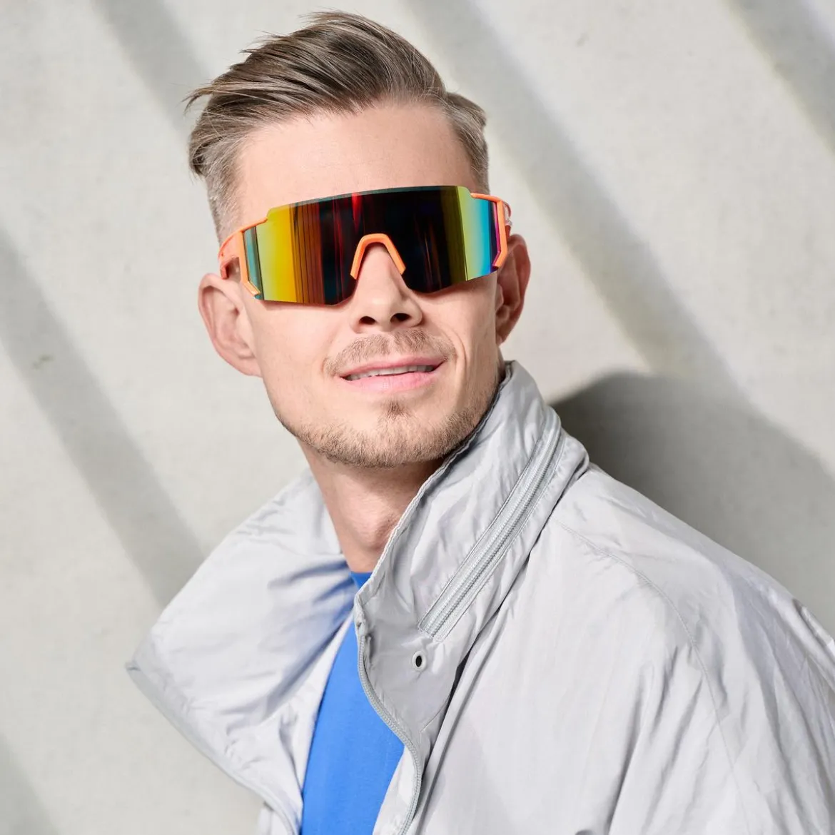 Momentum | Pomarańczowe sportowe okulary przeciwsłoneczne wraparound