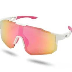 Momentum | Różowo-żółte sportowe okulary przeciwsłoneczne wraparound