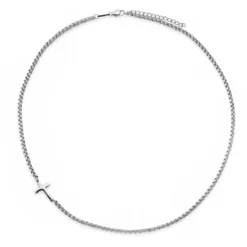New Classics | 3 mm naszyjnik z krzyżykiem ze stali nierdzewnej w srebrnym kolorze