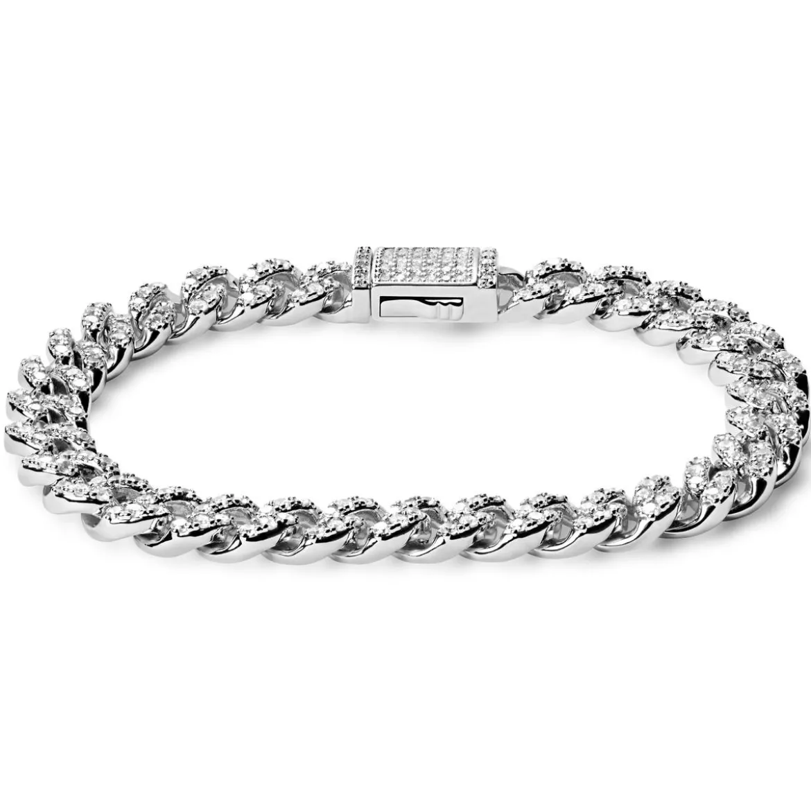 Nicos | 8 mm srebrzysta bransoletka pancerka z cyrkoniami