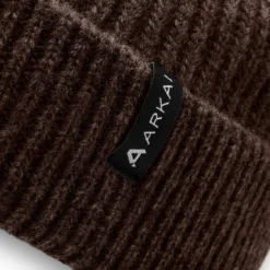 Nordic | Ciemnobrązowa czapka beanie rybacka z mieszanki wełny
