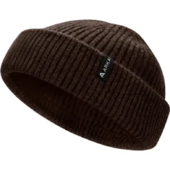Nordic | Ciemnobrązowa czapka beanie rybacka z mieszanki wełny