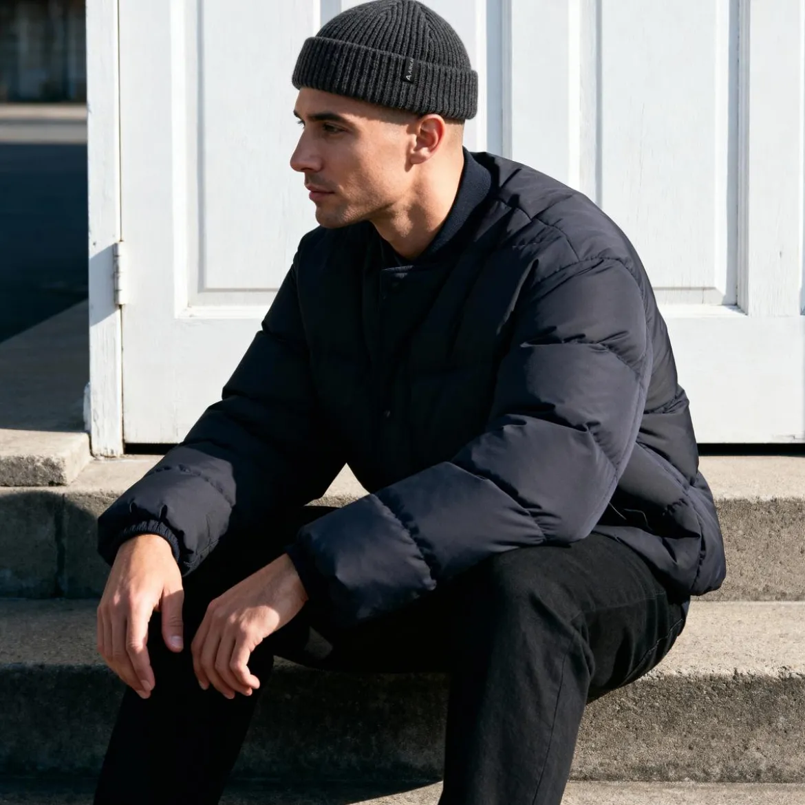 Nordic | Ciemnoszara czapka beanie rybacka z mieszanki wełny