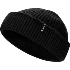 Nordic | Czarna rybacka czapka beanie z mieszanki wełny