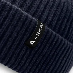 Nordic | Granatowa czapka beanie rybacka z mieszanki wełny