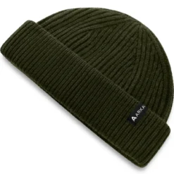 Nordic | Oliwkowa czapka beanie rybacka z mieszanki wełny