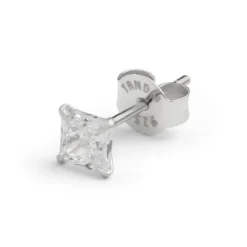 Nova | Kwadratowy kolczyk ze srebra próby 925 z cyrkonią 7A Premium - 4 mm