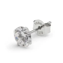 Nova | Okrągły kolczyk ze srebra próby 925 z cyrkonią 7A Premium - 6 mm