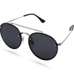 Occasus | Czarne okrągłe okulary przeciwsłoneczne aviator