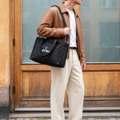 Otsu – Średnia czarna torba tote z bawełny