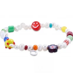 Pearlmania | Crystal Bloom wielobarwny zestaw bransoletek z pereł słodkowodnych i szklanych koralików