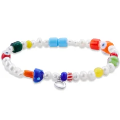 Pearlmania | Crystal Bloom wielobarwny zestaw bransoletek z pereł słodkowodnych i szklanych koralików