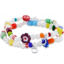 Pearlmania | Crystal Bloom wielobarwny zestaw bransoletek z pereł słodkowodnych i szklanych koralików