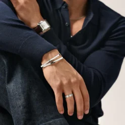 Polerowana, rodowana regulowana kanciasta bransoleta mankietowa 5 mm ze srebra próby 925