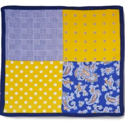 Poszetka patchwork w żółto-niebieskim kolorze
