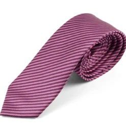 Purpurowy krawat z mikrofibry w paski