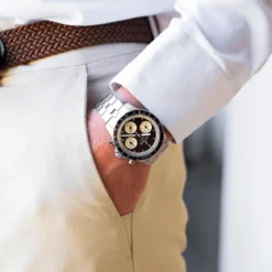 1960 Racing Chronograph | Stal chirurgiczna, czarny i złamana biel