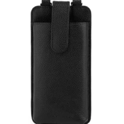 Skórzane czarne etui na karty i telefon Lamont