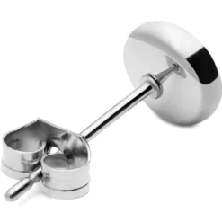 Srebrzysty stalowy kolczyk sztyft 6 mm
