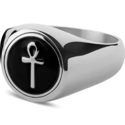 Stalowy sygnet Ankh