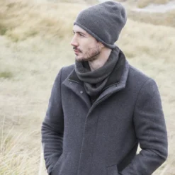 Szara czapka beanie z wełny merynosa Franke Montagna
