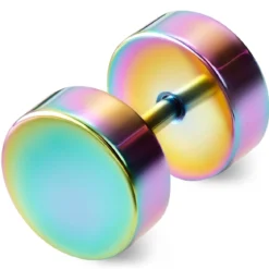 Tęczowy kolczyk sztyft 8 mm
