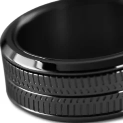 Tigris | 9 mm czarny teksturowany ruchomy pierścionek