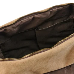 Torba Listonoszka W Stylu Vintage Z Jasnobrązowego Płótna i Skóry