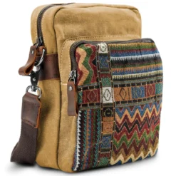 Torba Na Ramię Boho Z Jasnobrązowego Płótna Retro