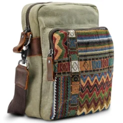 Torba Na Ramię Boho Z Płótna W Kolorze Retro Army Green
