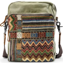 Torba Na Ramię Boho Z Płótna W Kolorze Retro Army Green