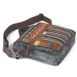 Torba Na Ramię Boho Z Płótna W Kolorze Szarym