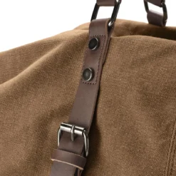 Torba sportowa vintage z karmelowego płótna i brązowej skóry
