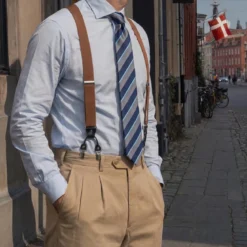 Vexel | Szerokie brązowe szelki w stylu X na klipsy