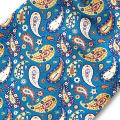 Virtuo | Niebiesko-żółty jedwabny ascot we wzór paisley