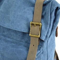 Wzmacniany Plecak W Stylu Vintage Z Niebieskiego Płótna I Skóry