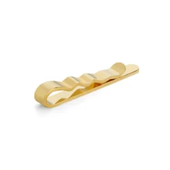 Zaokrąglona spinka do krawata o długości 4 cm w kolorze polerowanego złota