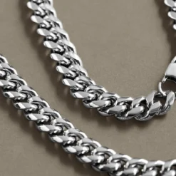 Zestaw prezentowy 8 mm bransoletka i naszyjnik łańcuszkowy ze stali chirurgicznej